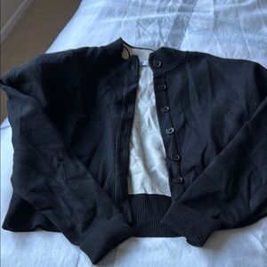 Black Button-Up Cardigan with shoulder pads